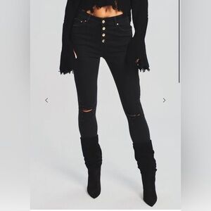 Retrofete mid rise Dax skinny distressed black jeans size 27